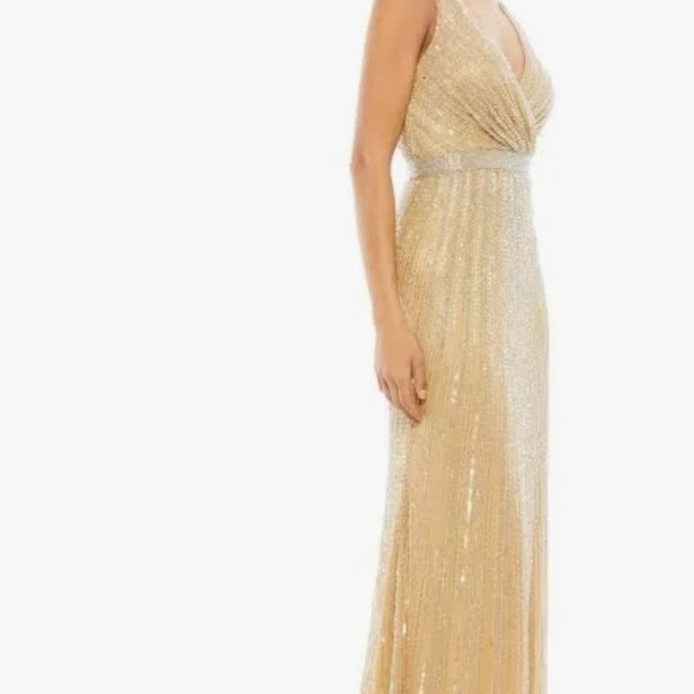 Mac Duggal Gold Sequin Maxi Dress